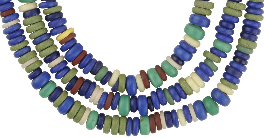 Old African trade beads Czech Bohemian glass beads disks spacers mix necklace  SB-37359