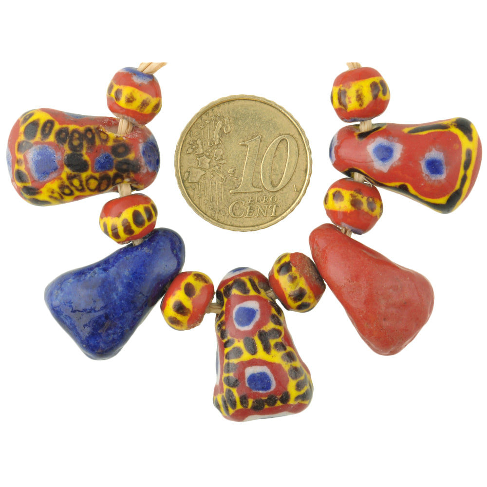 Nice New Mix Polychrome Kiffa African Glass Trade Beads Mauritania 11 pc.  SB-29301