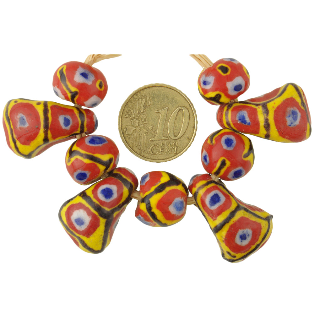 Nice New Mix Polychrome Kiffa African Glass Trade Beads Mauritania 9 pc. SB-29428