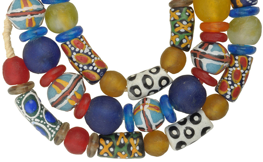 Nice New African mix Krobo fancy Powderglass Trade Glass Beads Ghana SB-28922