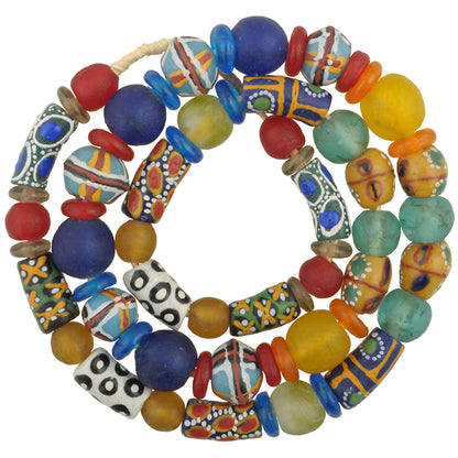 Nice New African mix Krobo fancy Powderglass Trade Glass Beads Ghana SB-28922