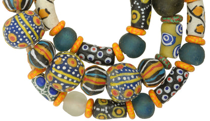 Nice New African mix Krobo fancy Powderglass Trade Glass Beads Ghana SB-28917