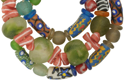 Nice New African mix Krobo fancy Powder Glass Trade Glass Beads Ghana SB-28924