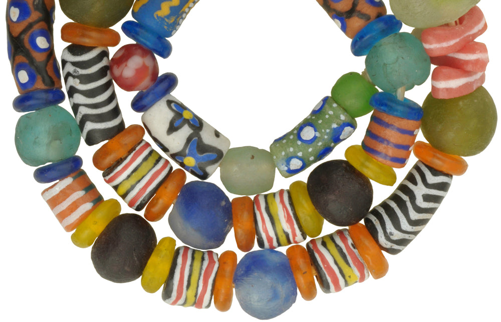 Nice New African mix Krobo fancy Powder Glass Trade Glass Beads Ghana SB-28924