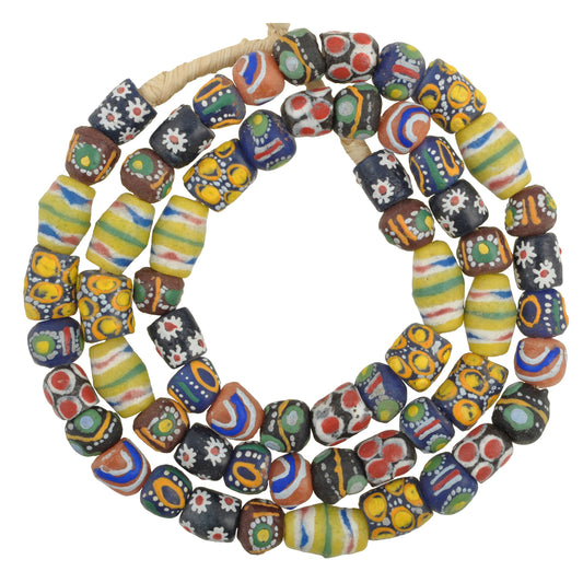 New African trade beads mix Krobo Fancy powder-glass hand made Ghana West Africa SB-33829