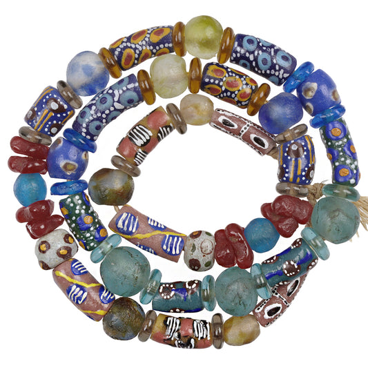 Nice New African mix Krobo fancy Powder Glass Trade Glass Beads Ghana SB-27681