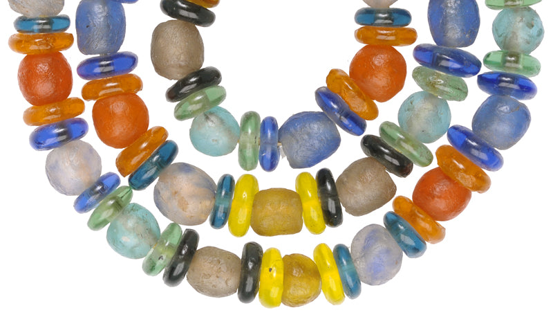 New African Krobo Mix translucent Powder Glass Trade Beads Ghana SB-24838