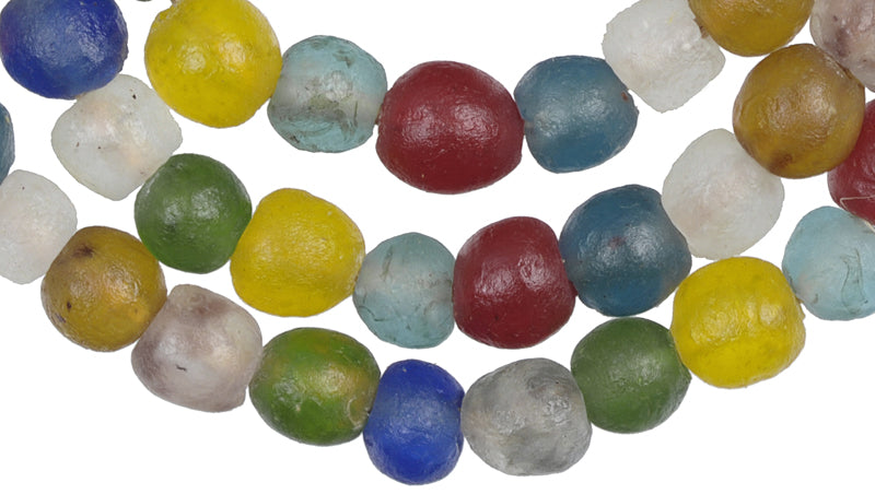 Nice New African Krobo Mix translucent Powder Glass Trade Beads Ghana SB-26809