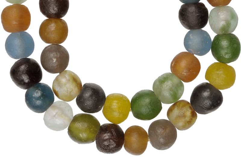 Nice New African Krobo Mix Large Size translucent Powder Glass Trade Beads Ghana SB-26753