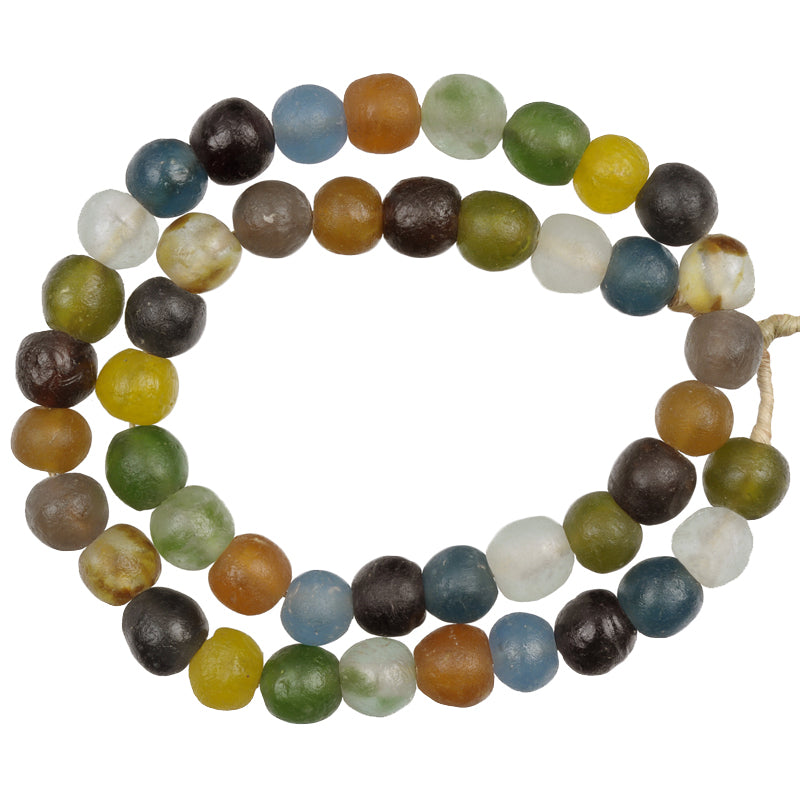 Nice New African Krobo Mix Large Size translucent Powder Glass Trade Beads Ghana SB-26753