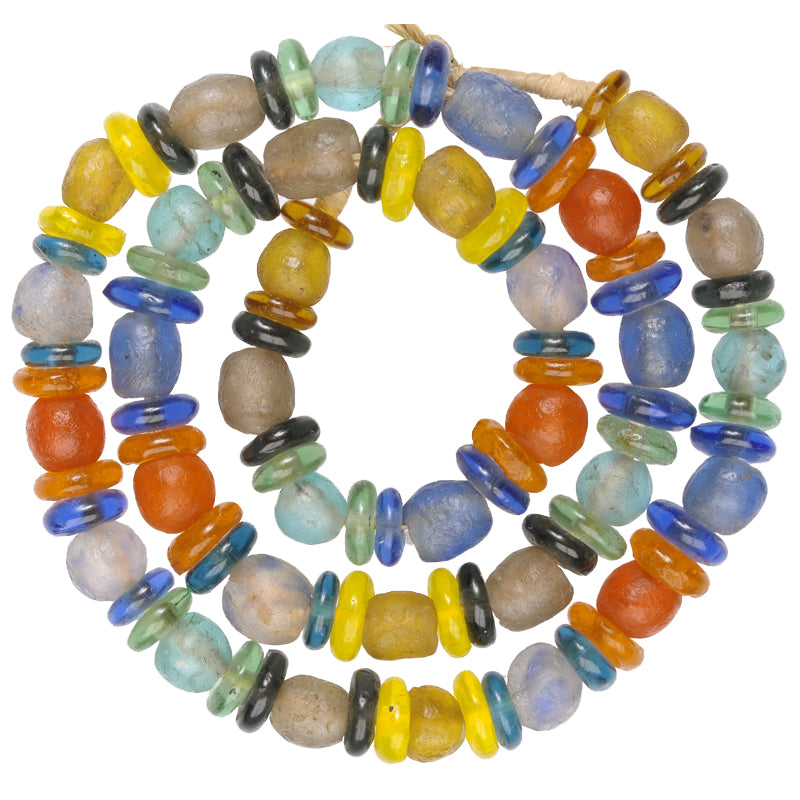 New African Krobo Mix translucent Powder Glass Trade Beads Ghana SB-24838