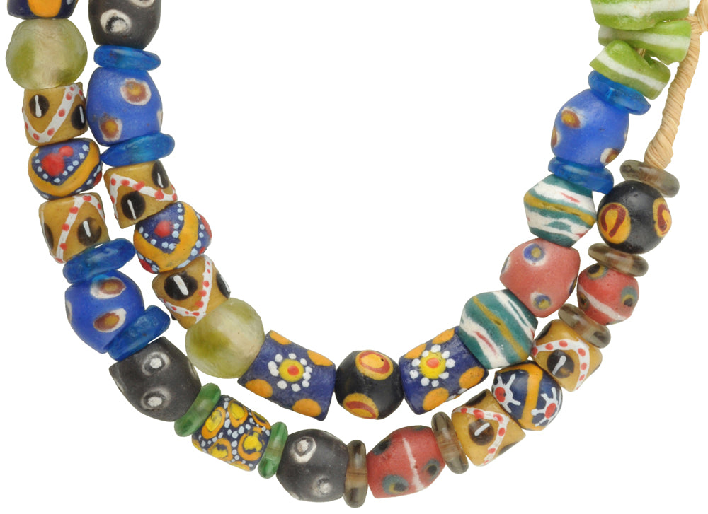 Nice New African mix Krobo fancy Powderglass Trade Glass Beads Ghana SB-29681