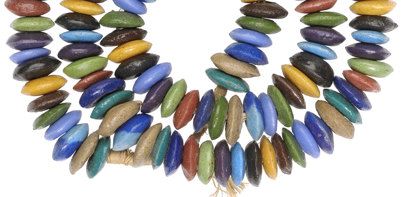 Nice New African mix Krobo disks/spacers Powder Glass Trade Glass Beads Ghana SB-27840