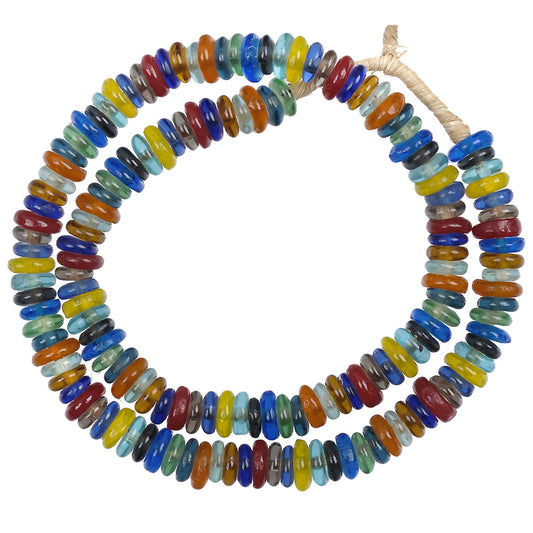 Nice New mix African Krobo annular Disks Spacers Glass Trade Beads Ghana SB-27682