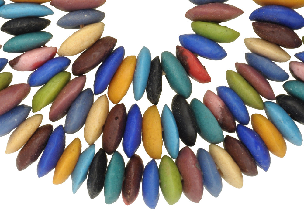 Recycled powder glass Beads African trade beads Krobo Ghana disks spacers new SB-34635