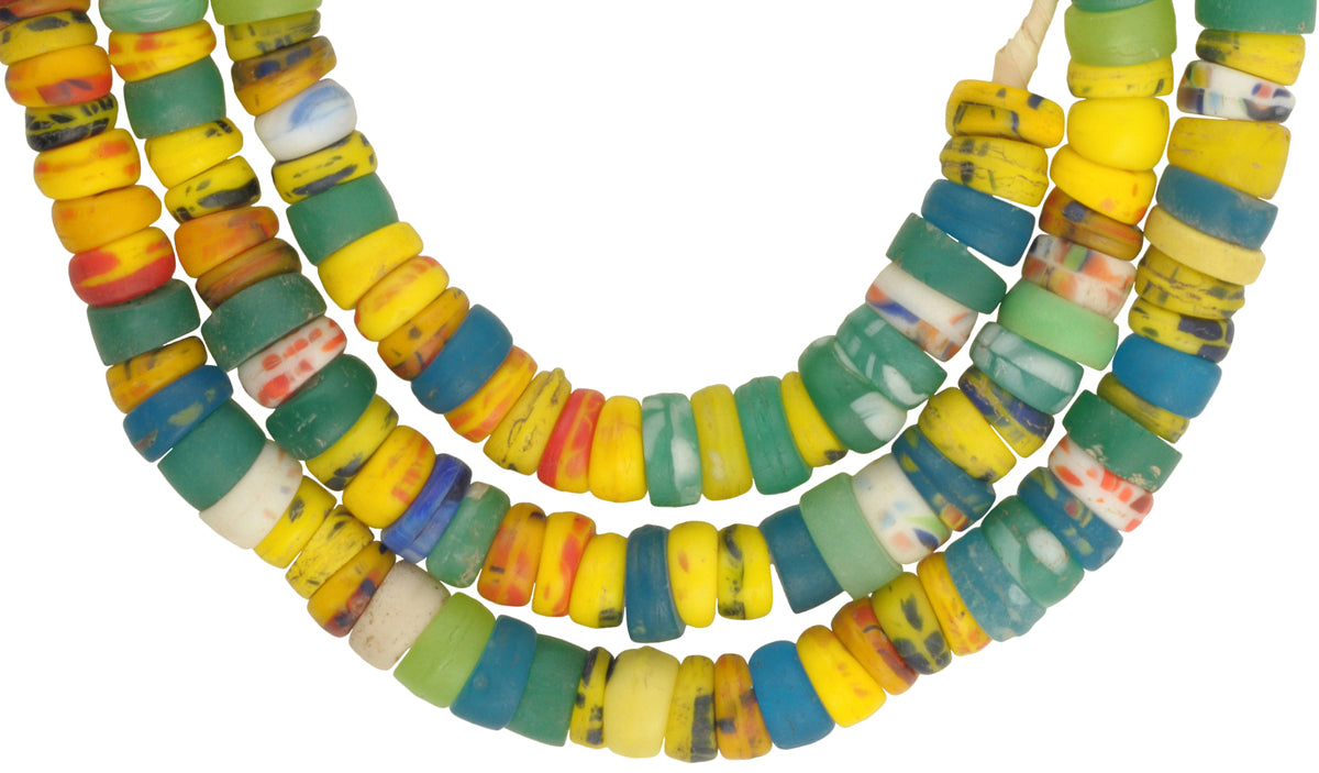 African trade beads old Bohemian Czech molded glass mixed strand Africa Ghana SB-38508