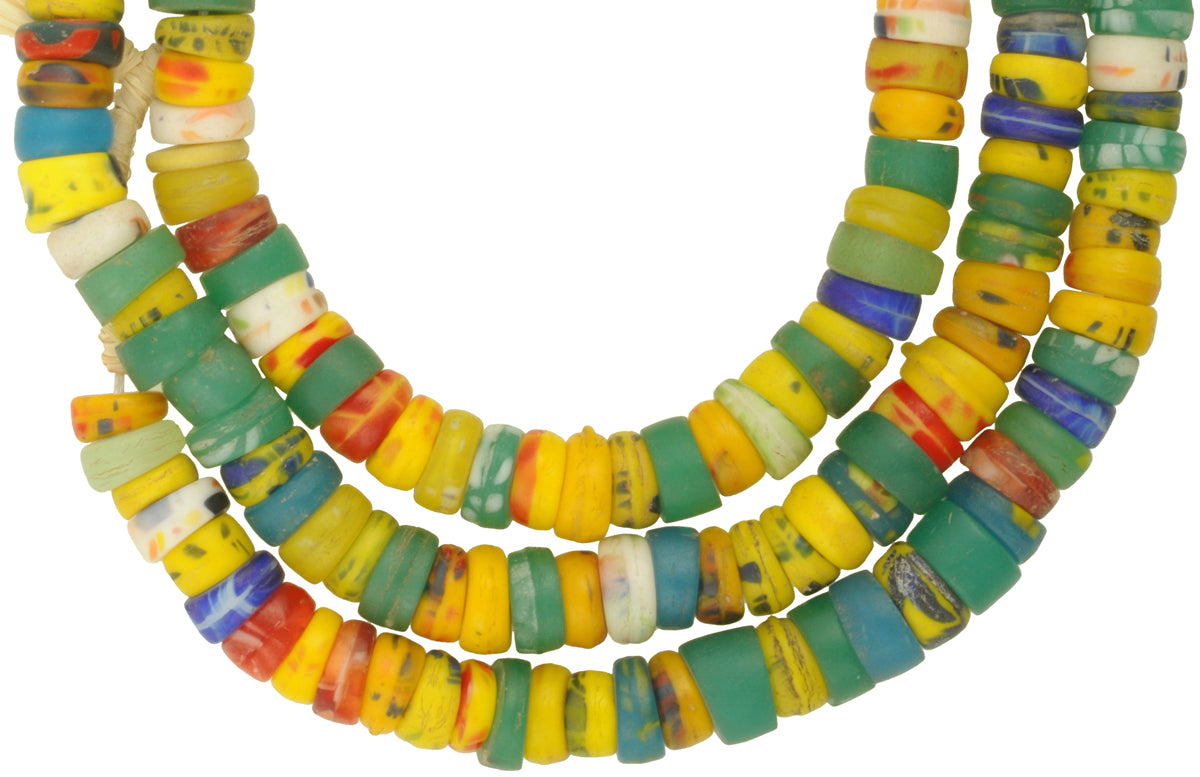 Old African trade beads Bohemian Czech molded glass mixed necklace Ghana trade SB-37582