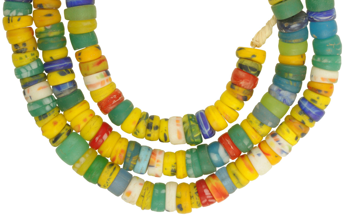 Old African trade beads Bohemian Czech molded glass mixed necklace Ghana trade SB-37582