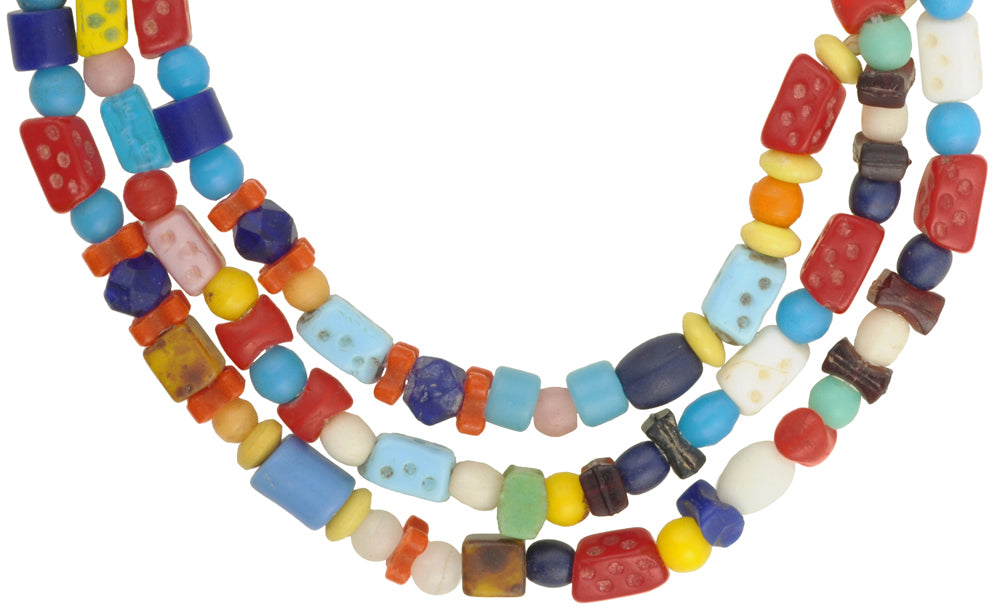 African glass trade beads old Bohemian Czech necklace mixed West Africa Ghana SB-35281