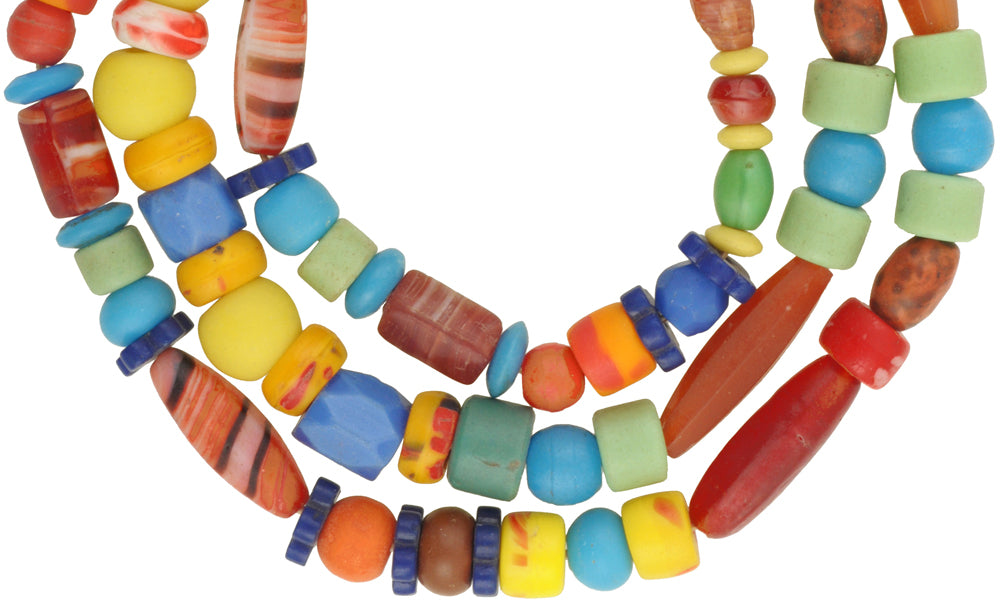 Nice Mix Strand Different Old Bohemian/Czech Glass Beads African Trade  SB-29844