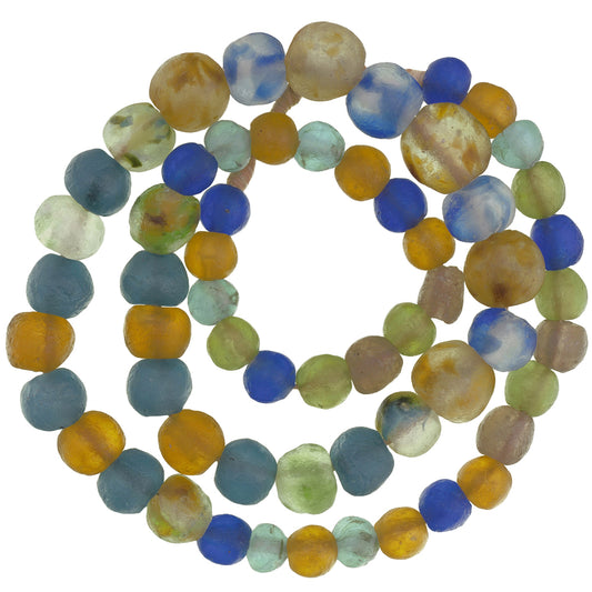 African trade beads Ghana recycled Krobo powder glass beads translucent mix new SB-34375