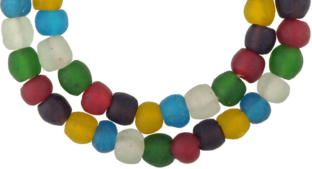 African recycled powder glass beads Krobo ethnic jewelry Ghana trade SB-29678