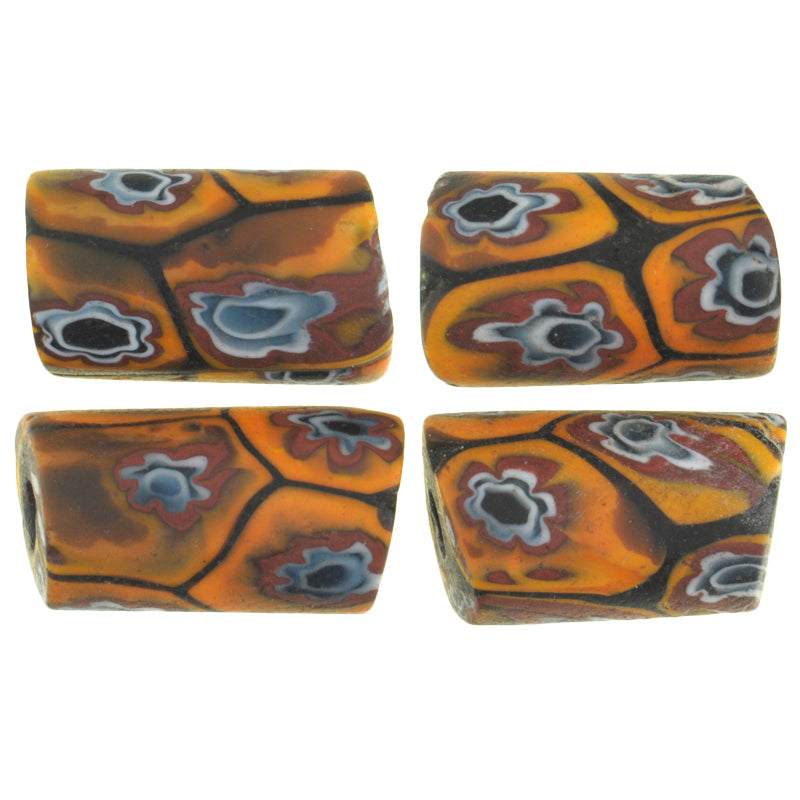 Antique Venetian Millefiori Mosaic Glass Trade Beads - 14-15mm Rare African Trade Beads