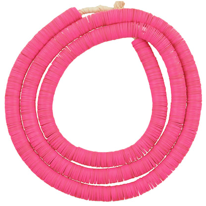 Old Bohemian/Czech Pink Vulcanic Disk African Trade Beads, 8mm