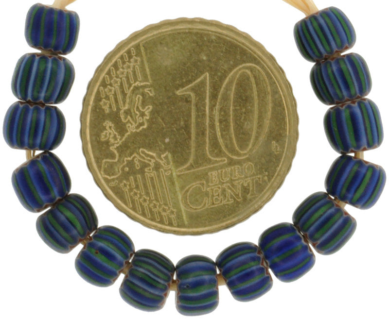 Rare Old round 4 layers green striped Chevron Venetian Glass Beads African trade SB-25495