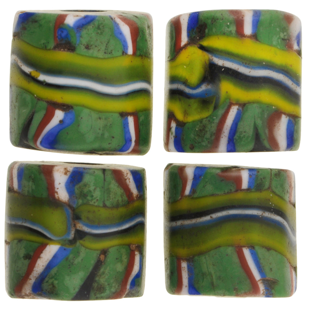 Rare Old Banded Millefiori Venetian Mosaic Glass Beads African Trade SB-30053