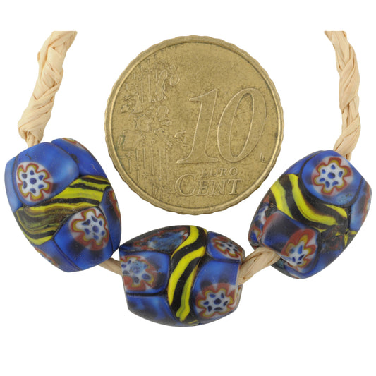 Rare Old banded oval Millefiori Venetian Mosaic Glass Beads African trade SB-28118