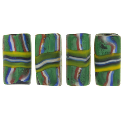 Venetian trade beads old millefiori African trade glass beads rectangular banded SB-35677