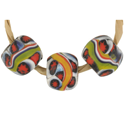 Old African trade beads antique Millefiori Venetian mosaic glass round banded SB-37417