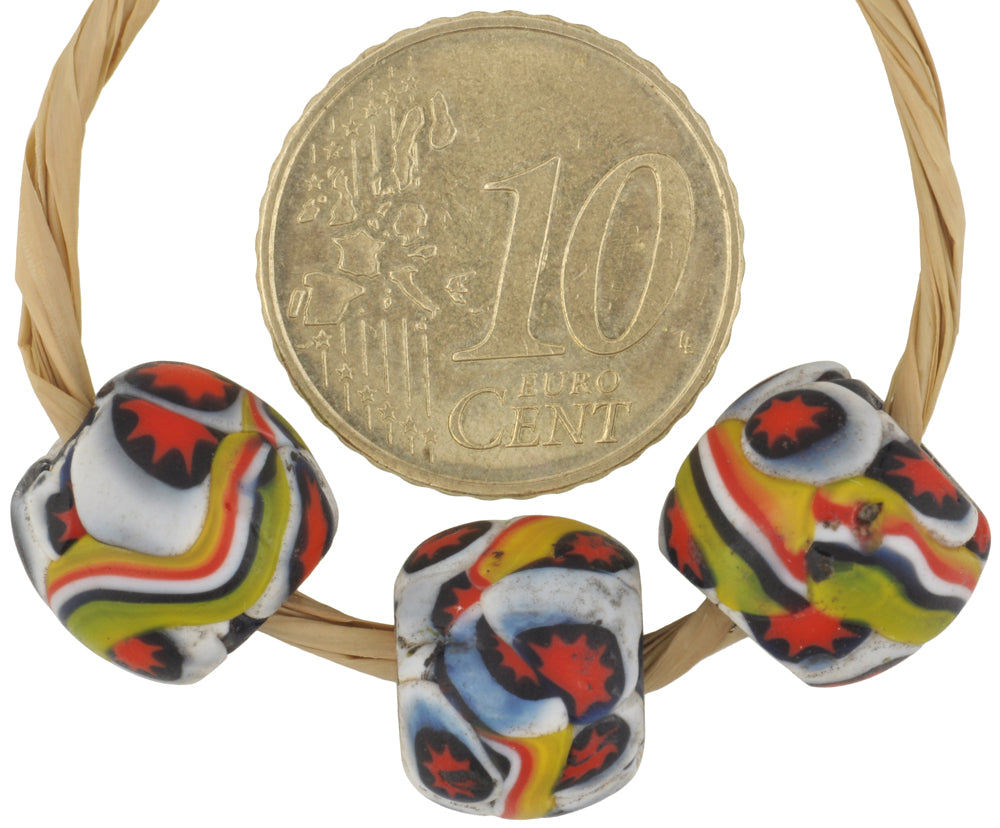 Old African trade beads antique Millefiori Venetian mosaic glass round banded SB-37417