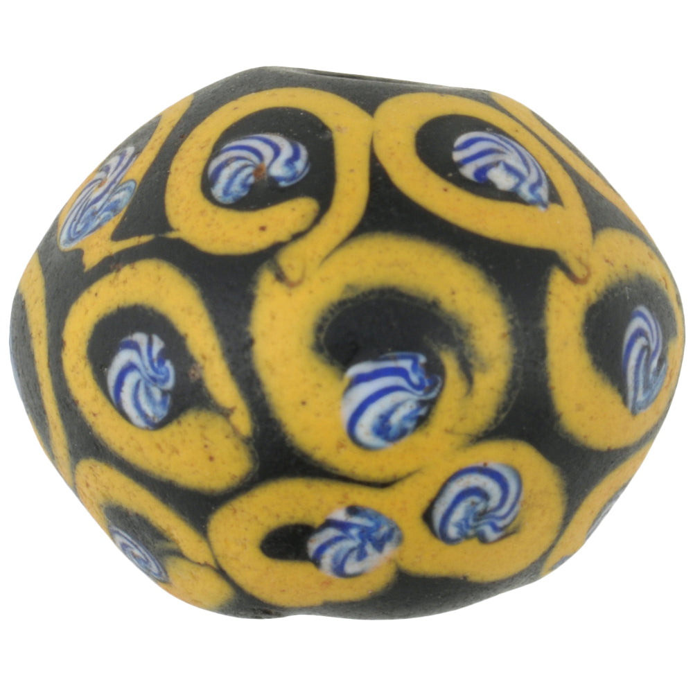 Rare Black Bicone "King" Venetian Glass African Trade Bead, Lampwork