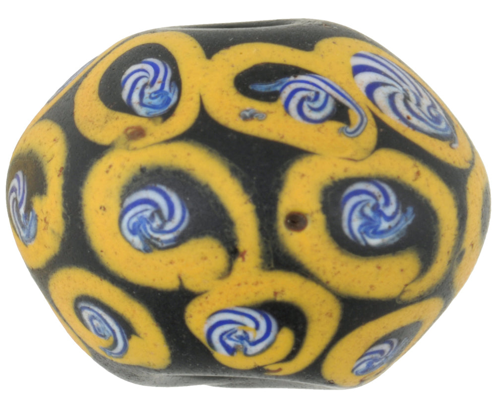 Rare Black Bicone "King" Venetian Glass African Trade Bead, Lampwork