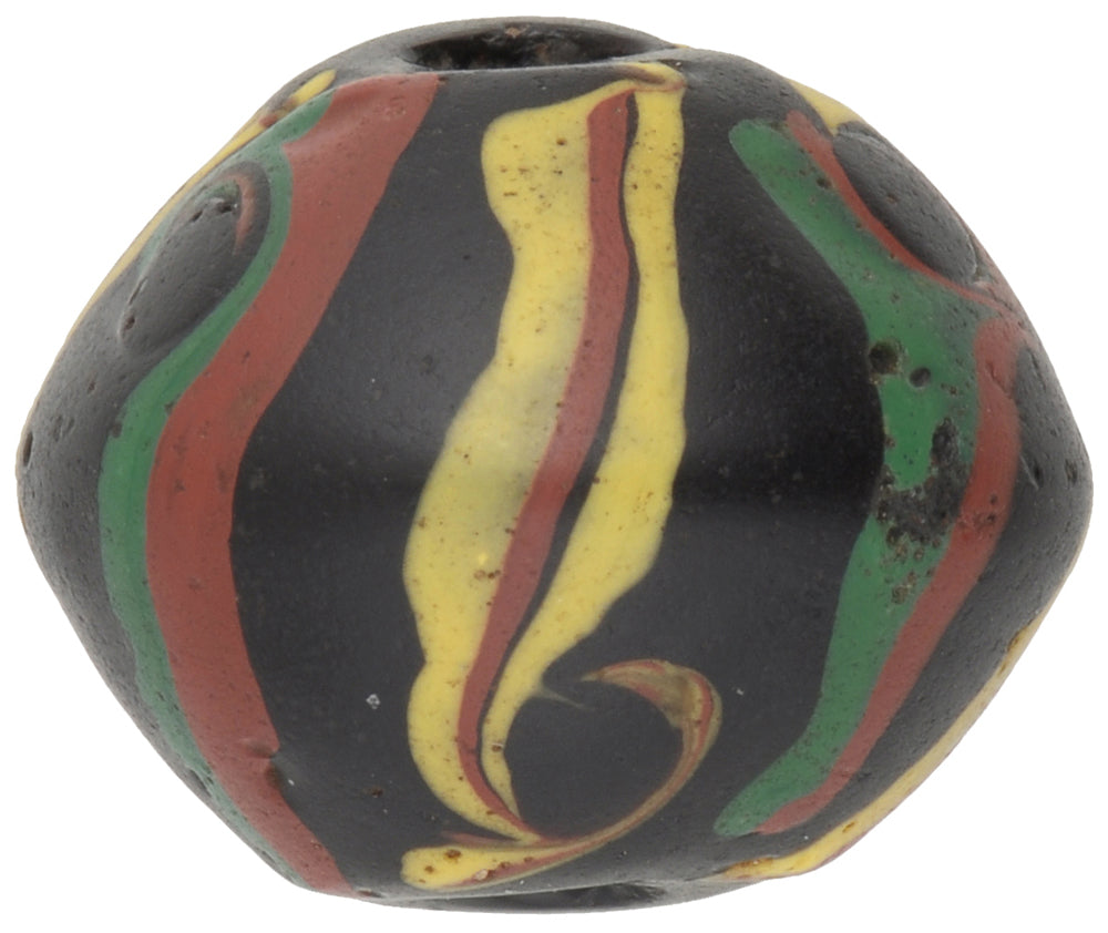 Rare Black Bicone "King" Antique Venetian Lampwork Glass Trade Bead