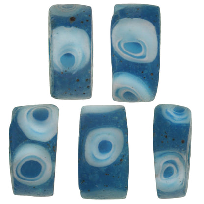 Rare Antique Translucent Blue Disk Millefiori Mosaic African Trade Beads