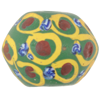 Rare Green Bicone King Venetian Lampwork Trade Bead, 19x15mm