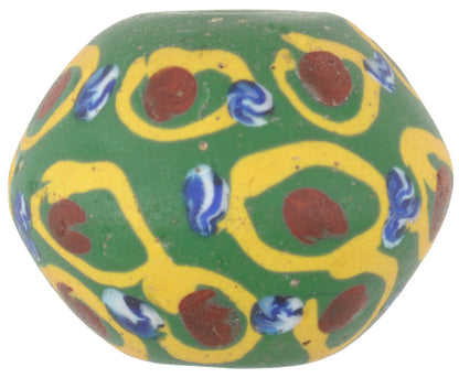 Rare Green Bicone King Venetian Lampwork Trade Bead, 19x15mm