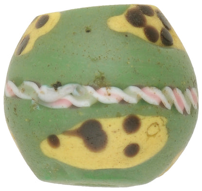 Rare Old Green "Fancy" Venetian Lampwork African Trade Bead