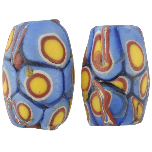 Rare Matching Old oval Millefiori Venetian Mosaic Glass Beads African Trade SB-30879