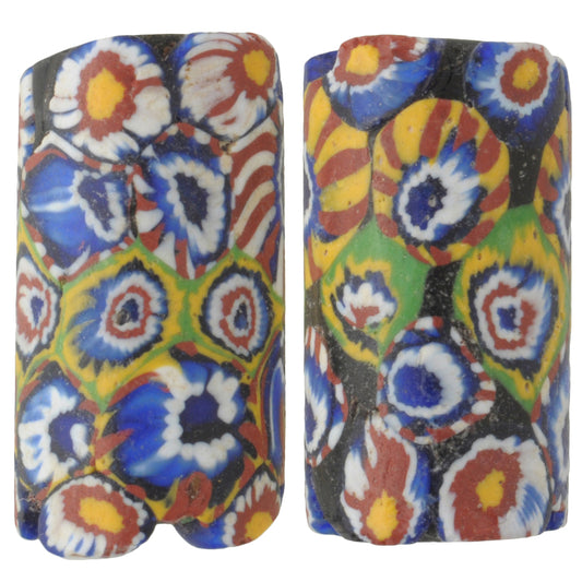 Old Matching Pair Of Rare Millefiori Venetian Mosaic Glass Beads African Trade SB-29968