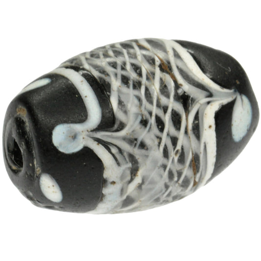 Beautiful Old Black "Fancy" Antique Venetian Lampwork Glass Trade Bead