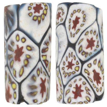 Old African trade beads antique millefiori Venetian mosaic glass pair SB-35946