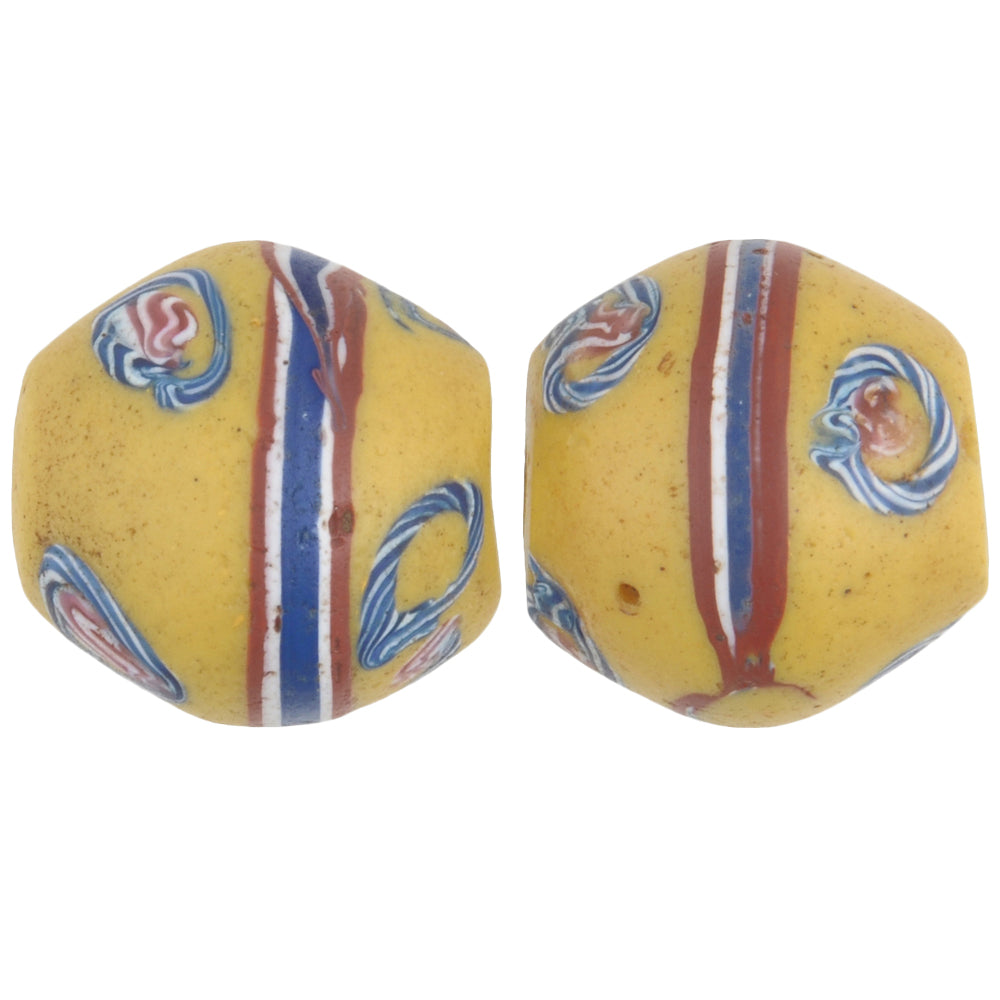 Rare Old Yellow Bicone "King" Venetian Lampwork Glass Trade Beads