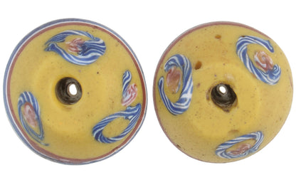 Rare Old Yellow Bicone "King" Venetian Lampwork Glass Trade Beads