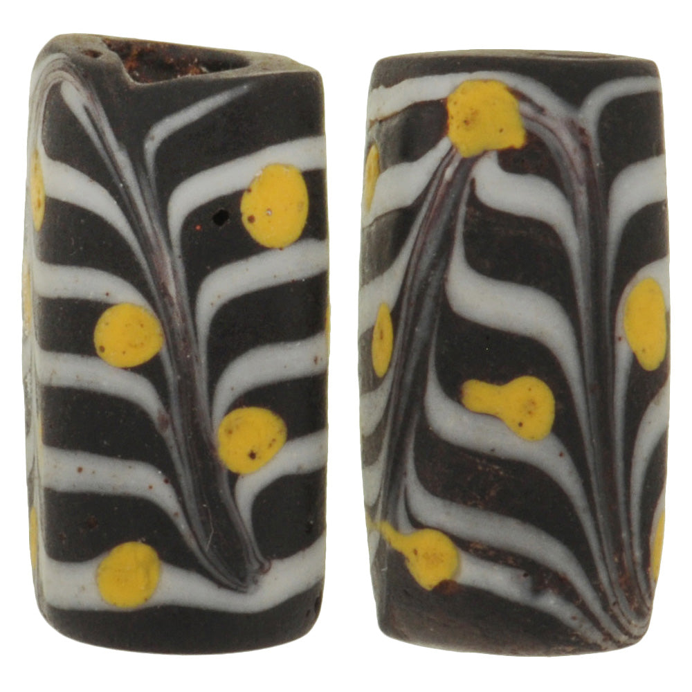 Rare Rectangular Feather Fancy Antique Venetian Lampwork Glass Trade Beads