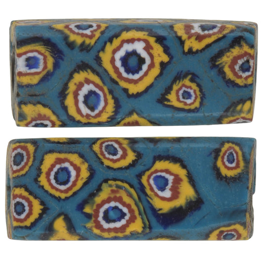 Rare African trade beads rectangular old millefiori Venetian glass beads Ghana SB-37532