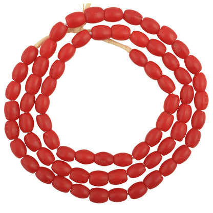 African trade beads old Bohemian Czech glass beads molded oval necklace Ghana SB-37356